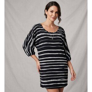 Express  Size S Striped Black & White Womens Tunic Dress With Scoop Neck And 3/4